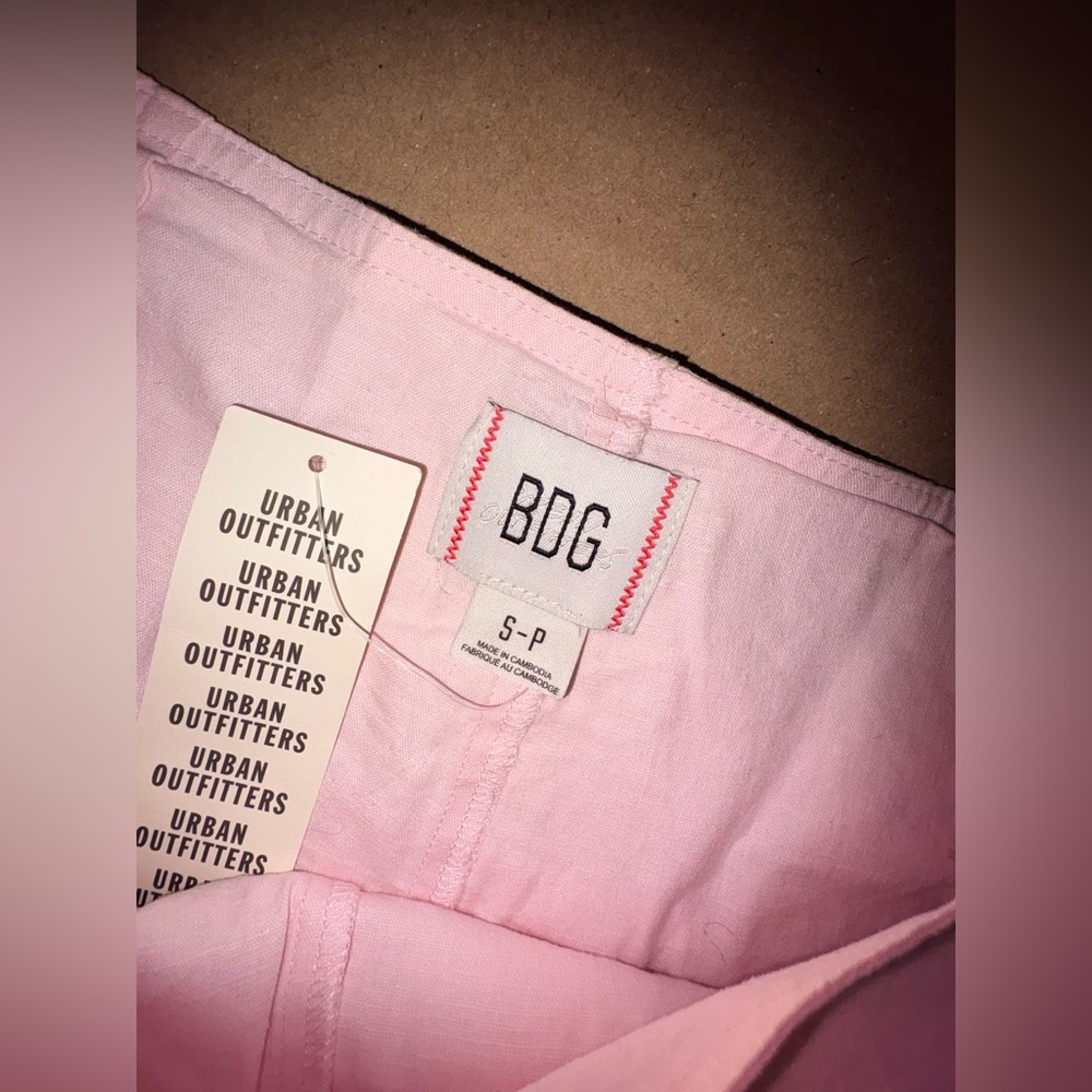 SOLD NWT BDG Shaina Belted Linen Micro Mini Skort Pink - Small Urban Outfitters - Picture 6 of 7